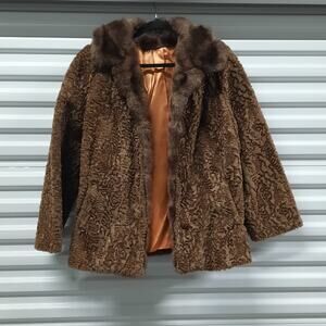 Vintage Item House, Inc. Faux Fur Coat Women's Medium Brown Y2K Winter Jacket